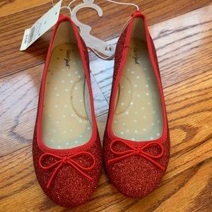 Ruby red glitter flats NWT